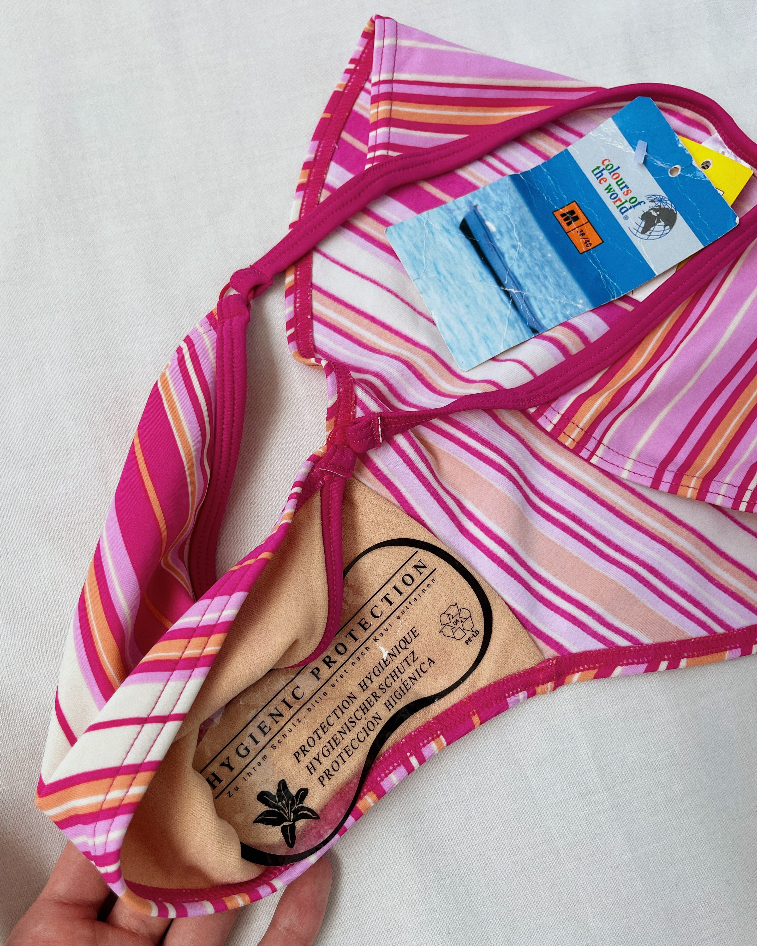 Deadstock pink striped bikini (XS/S)