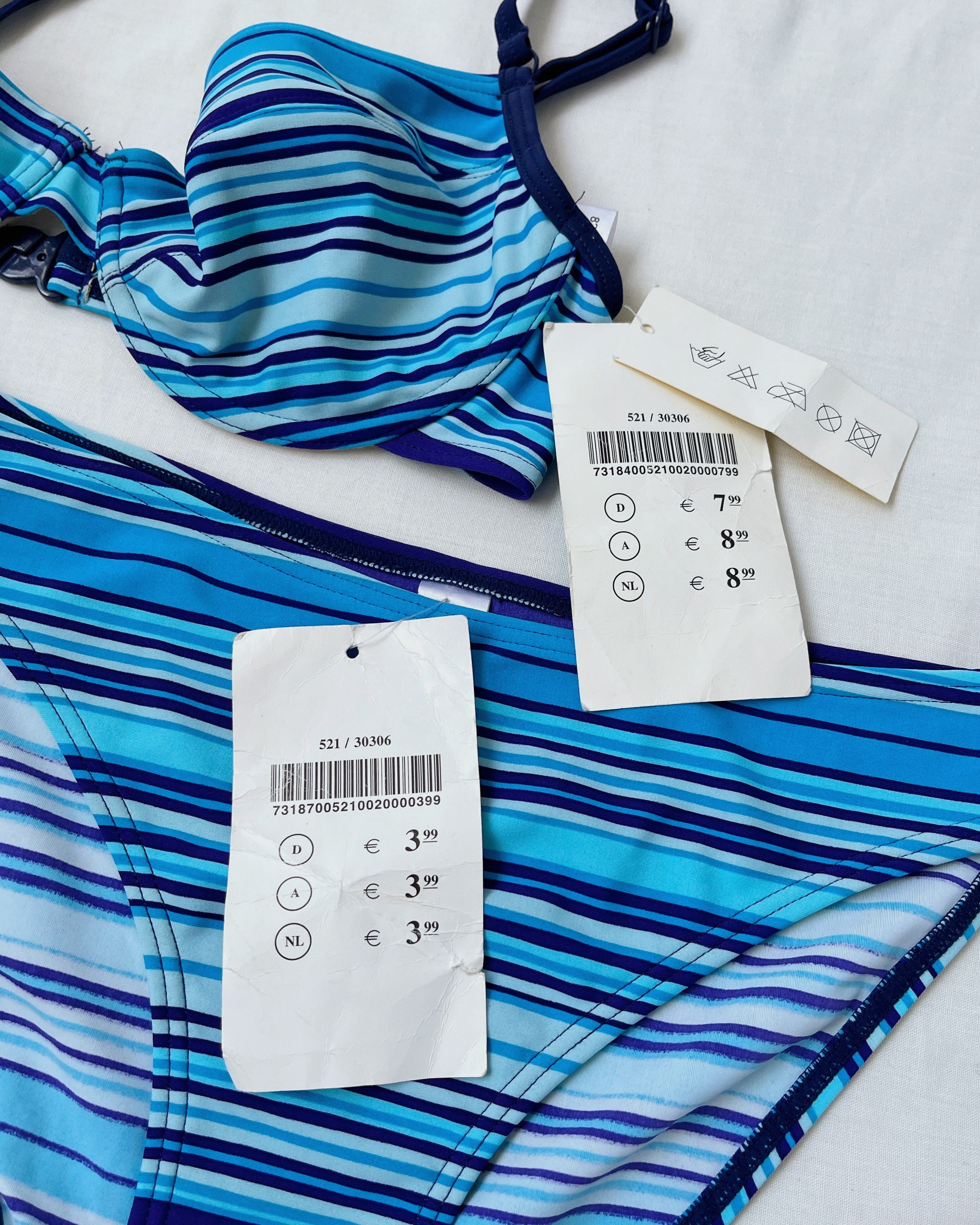 Deadstock blue striped bikini (XS/S)