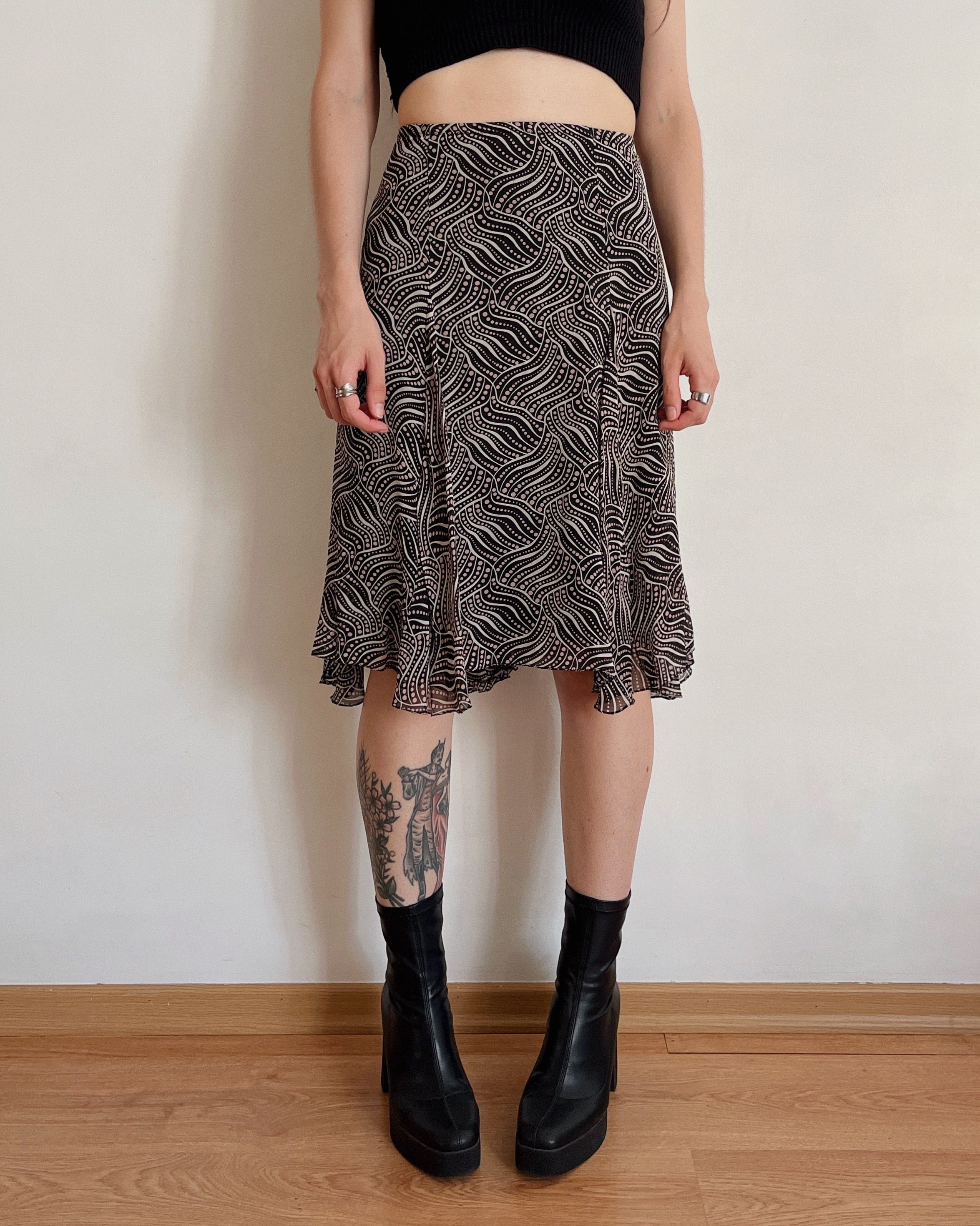 Vintage silk midi skirt (XL)