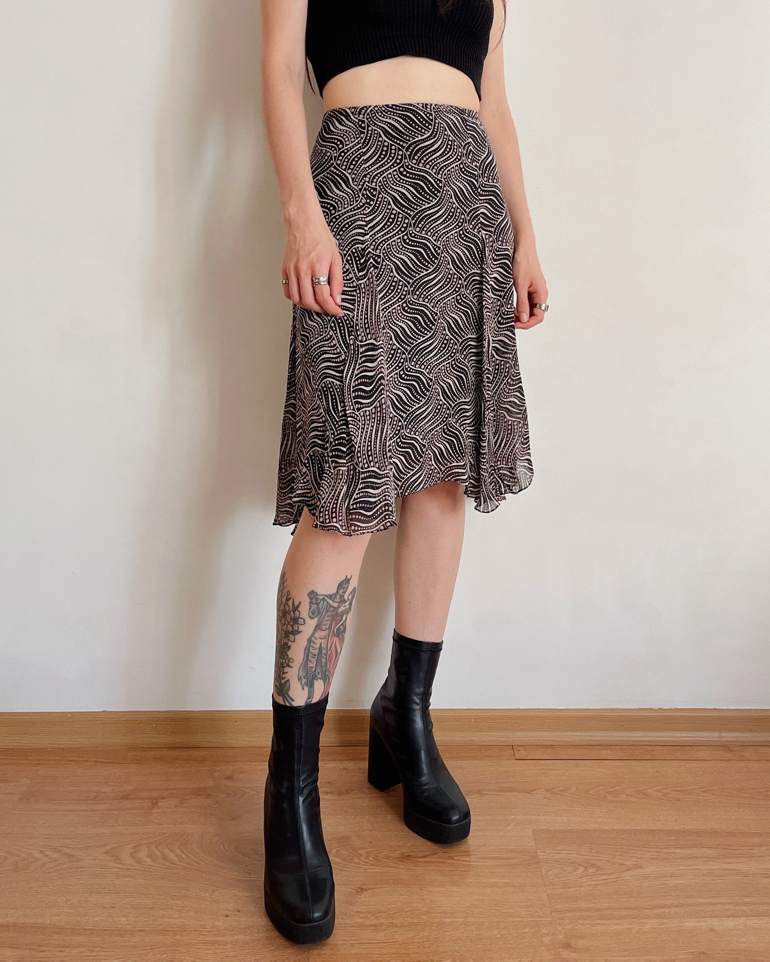 Vintage silk midi skirt (XL)