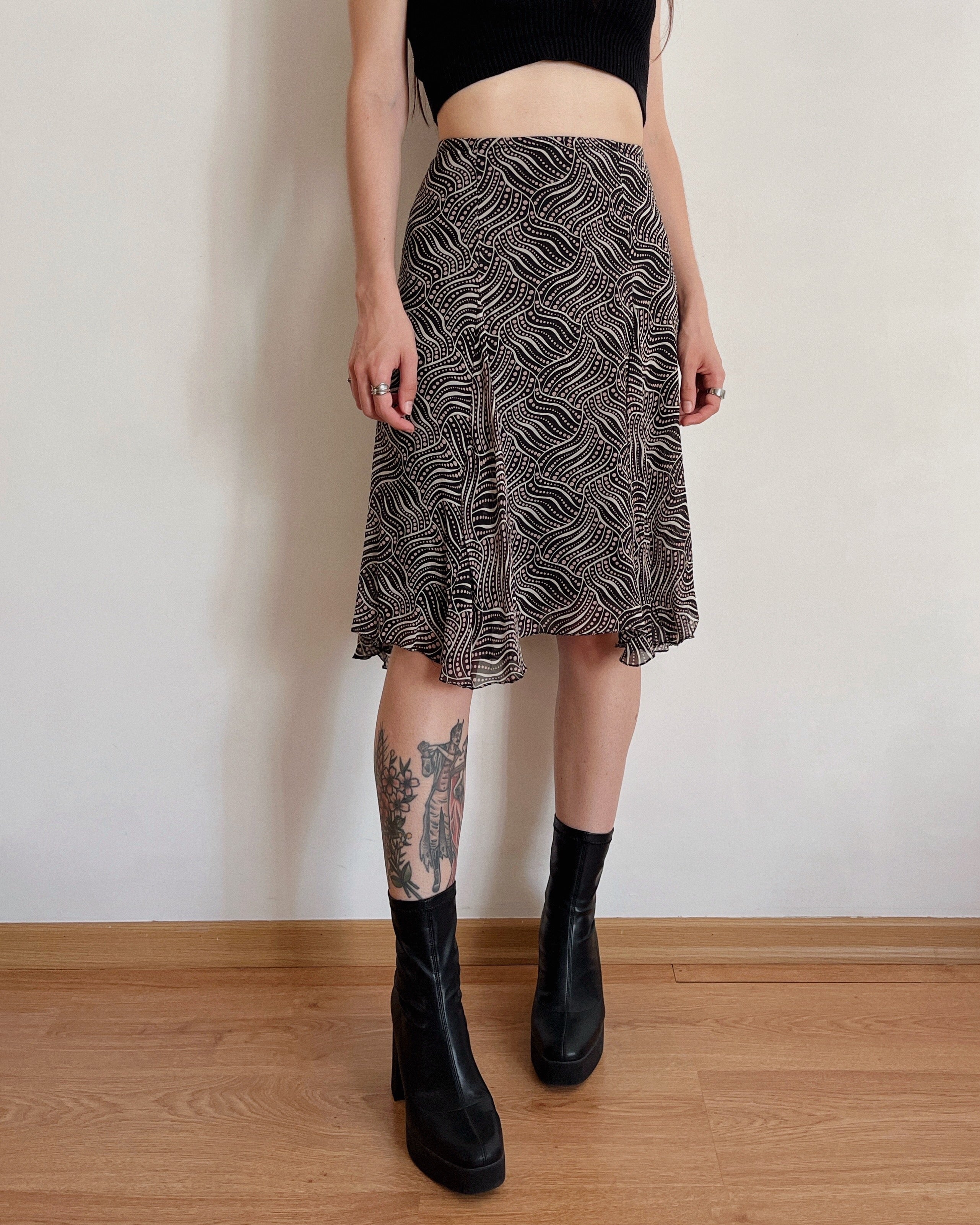 Vintage silk midi skirt (XL)