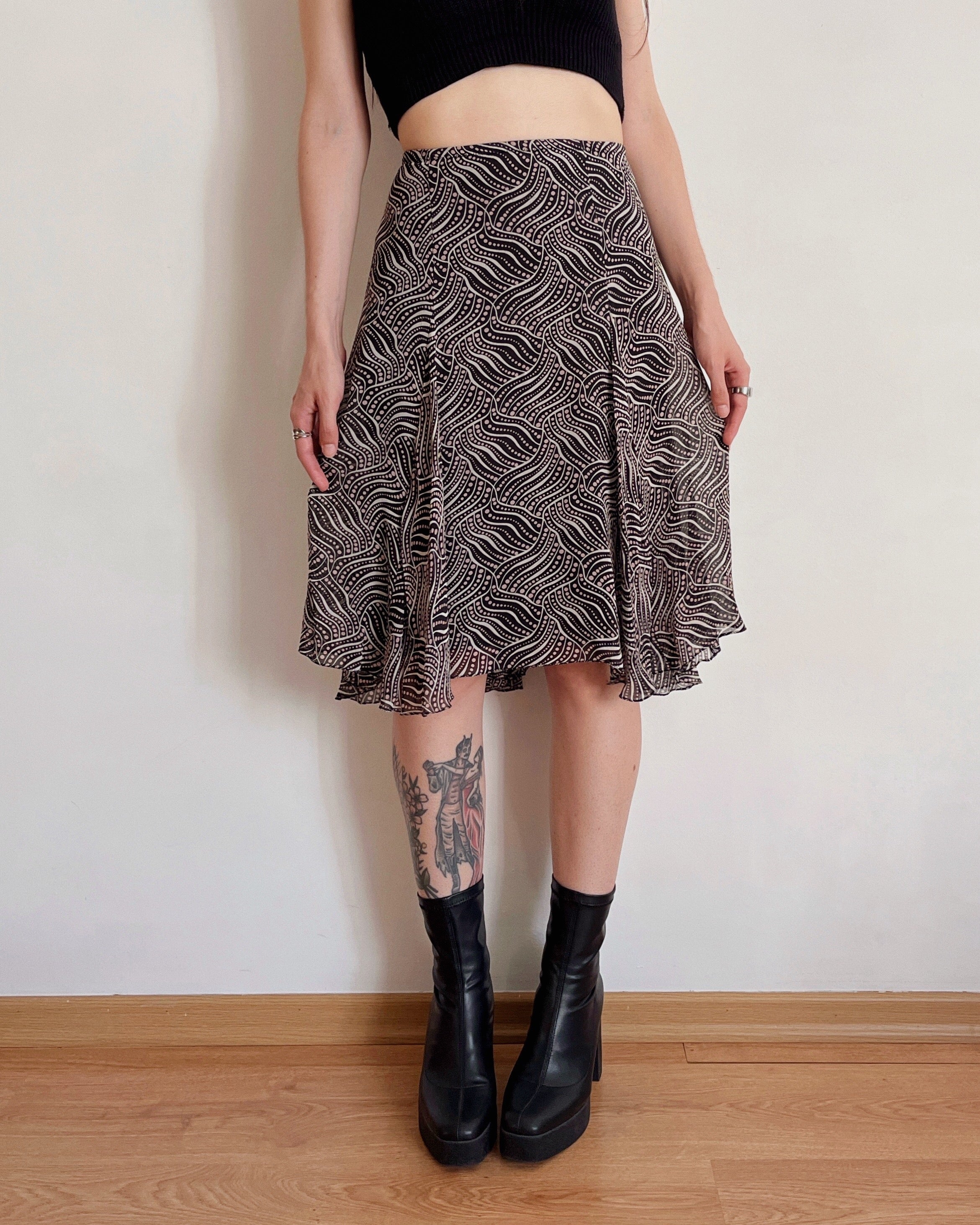 Vintage silk midi skirt (XL)