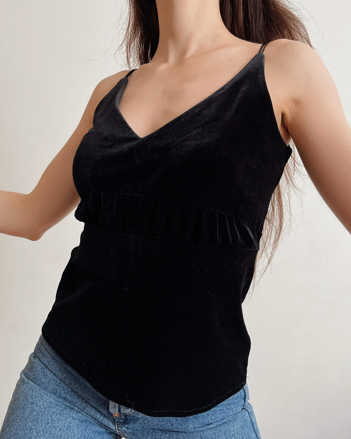 Black velvet top (XS)