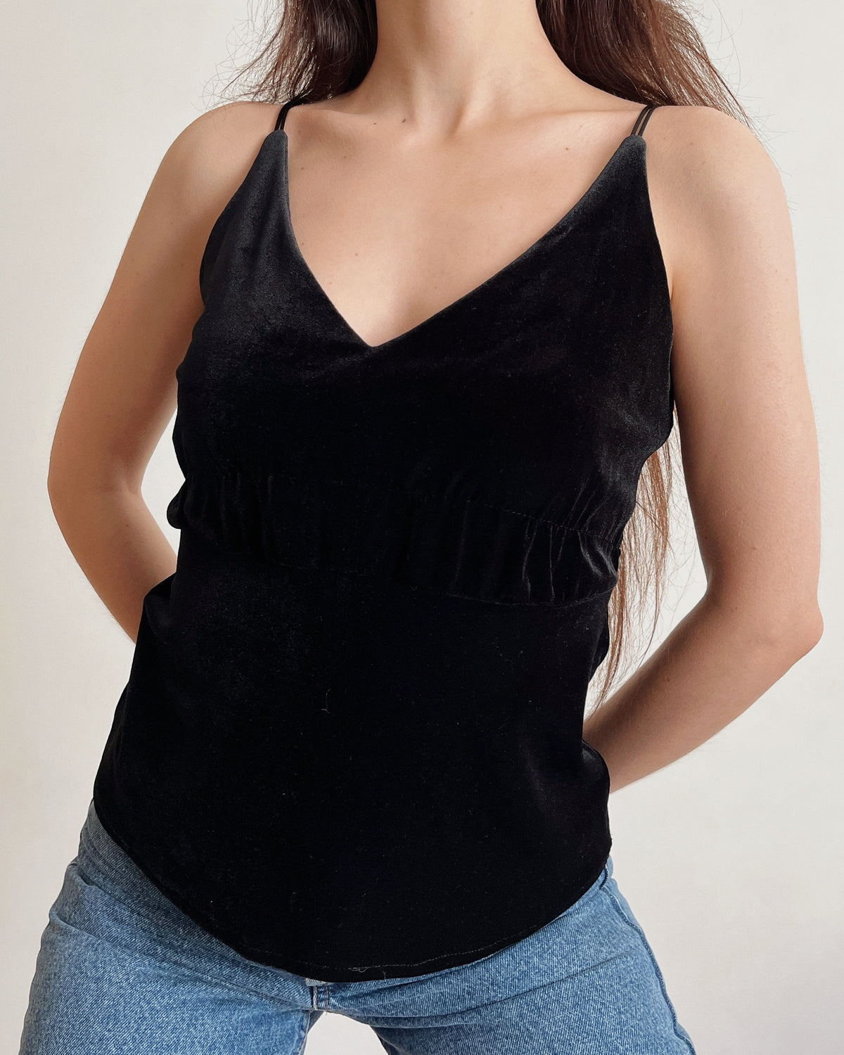 Black velvet top (XS)