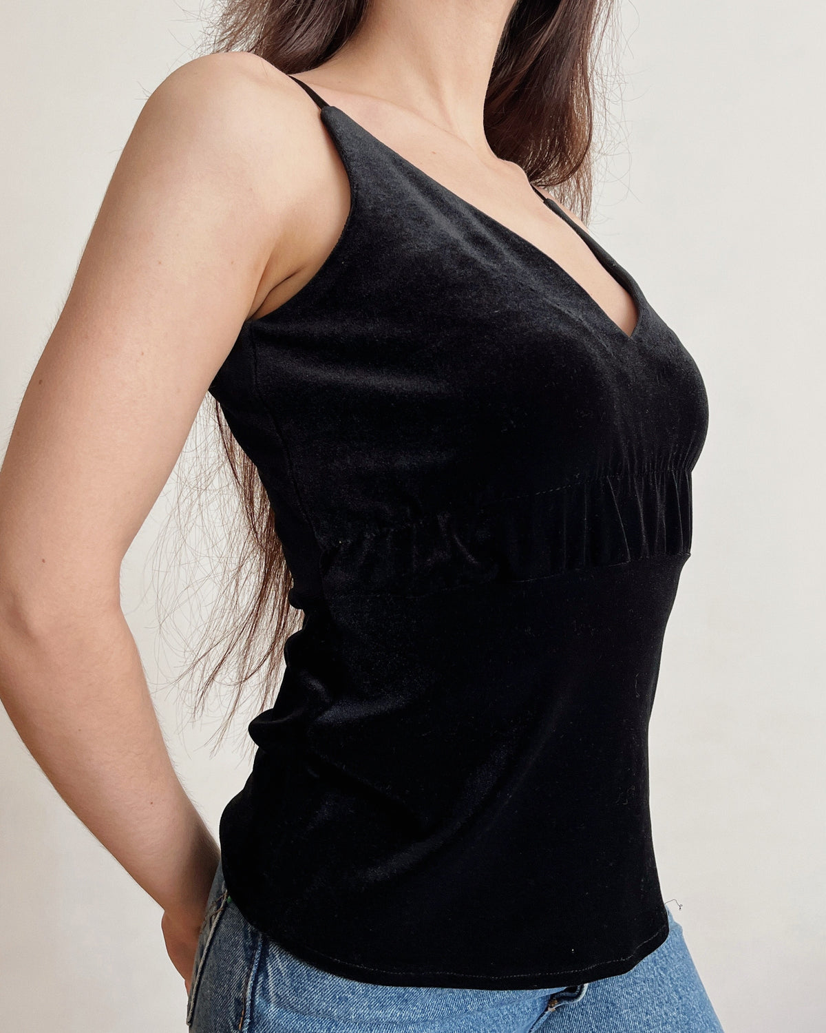 Black velvet top (XS)