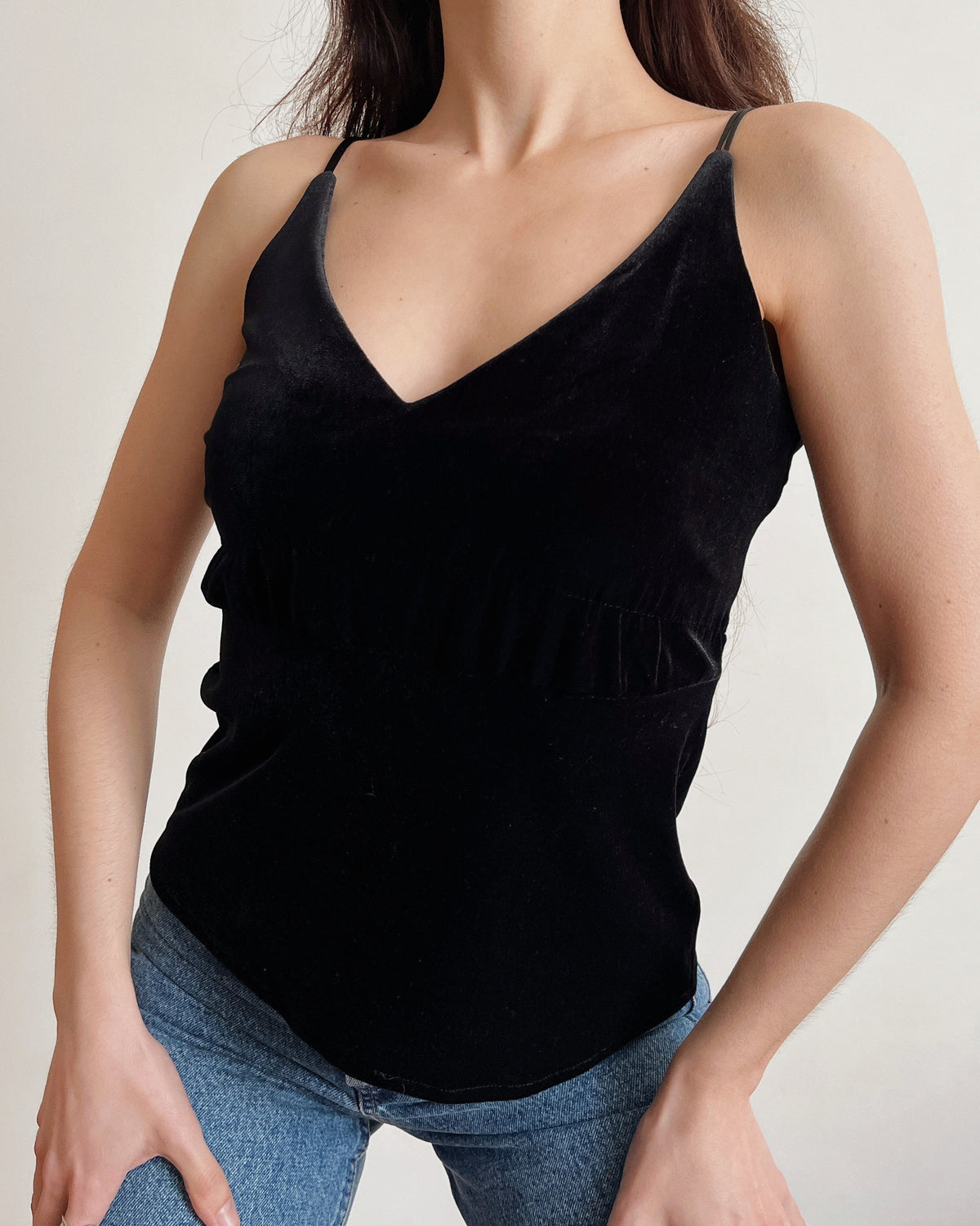 Black velvet top (XS)