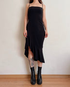 Y2K asymmetric black dress (L)