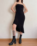 Y2K asymmetric black dress (L)