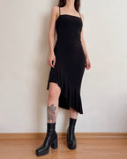Y2K asymmetric black dress (L)