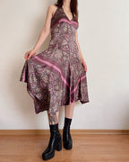 Asymmetric paisley halter dress (S)