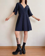 Navy polkadot dress (L)