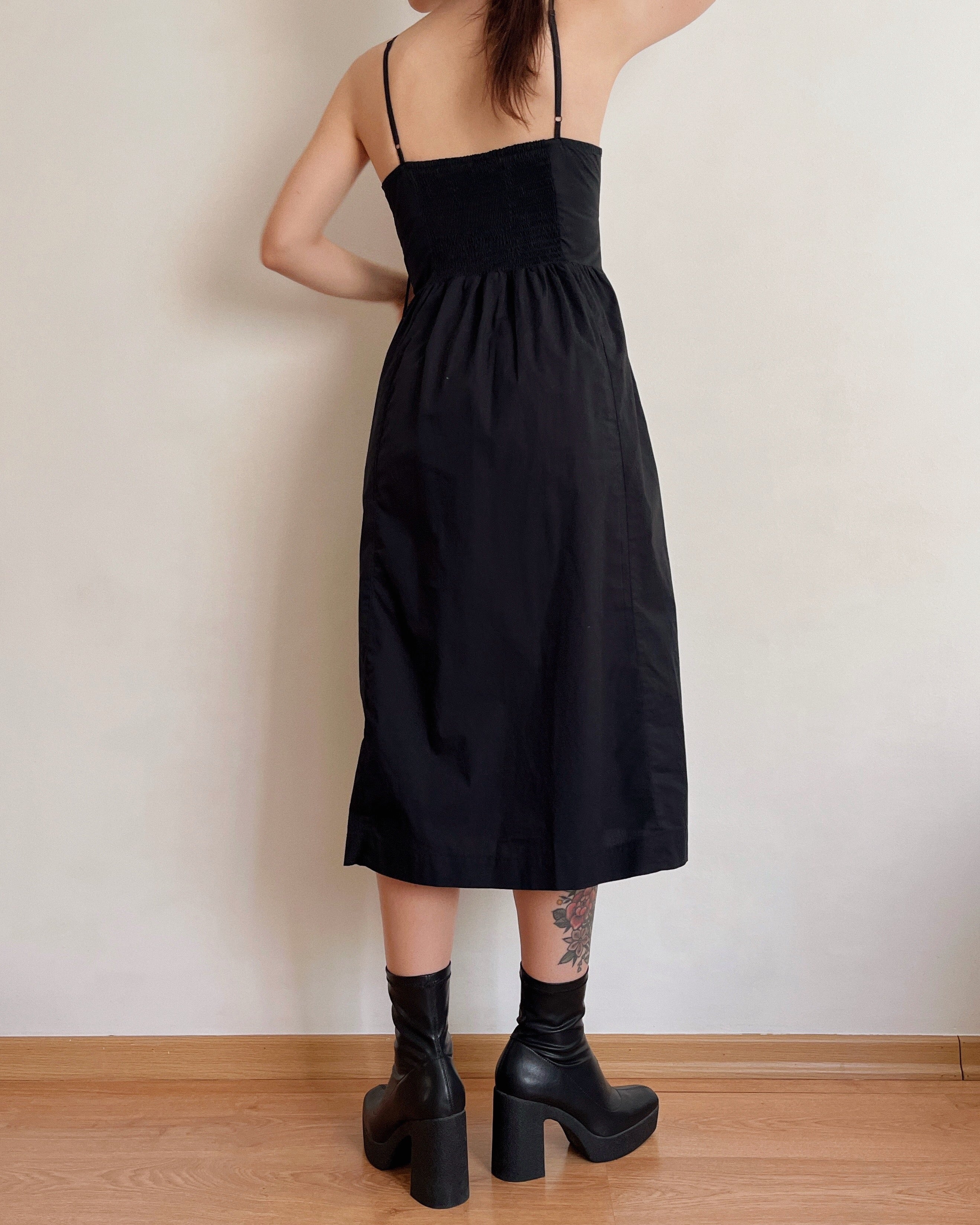 Basque waist black dress (2XS/XS)