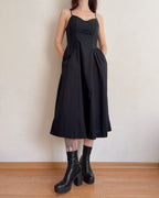 Basque waist black dress (2XS/XS)