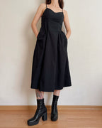 Basque waist black dress (2XS/XS)