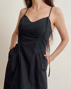 Basque waist black dress (2XS/XS)
