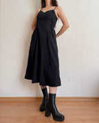 Basque waist black dress (2XS/XS)