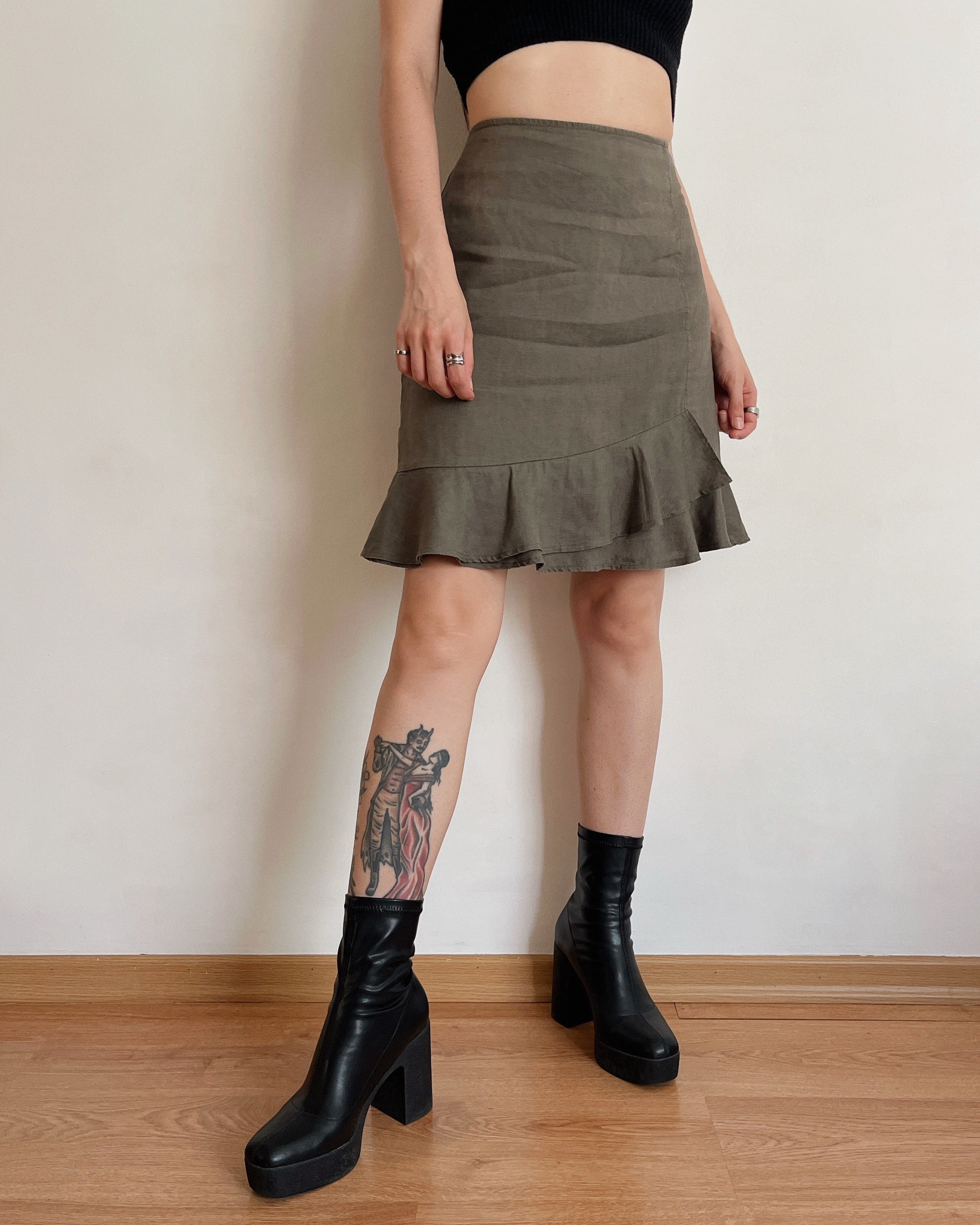 100% linen vintage skirt (XS)
