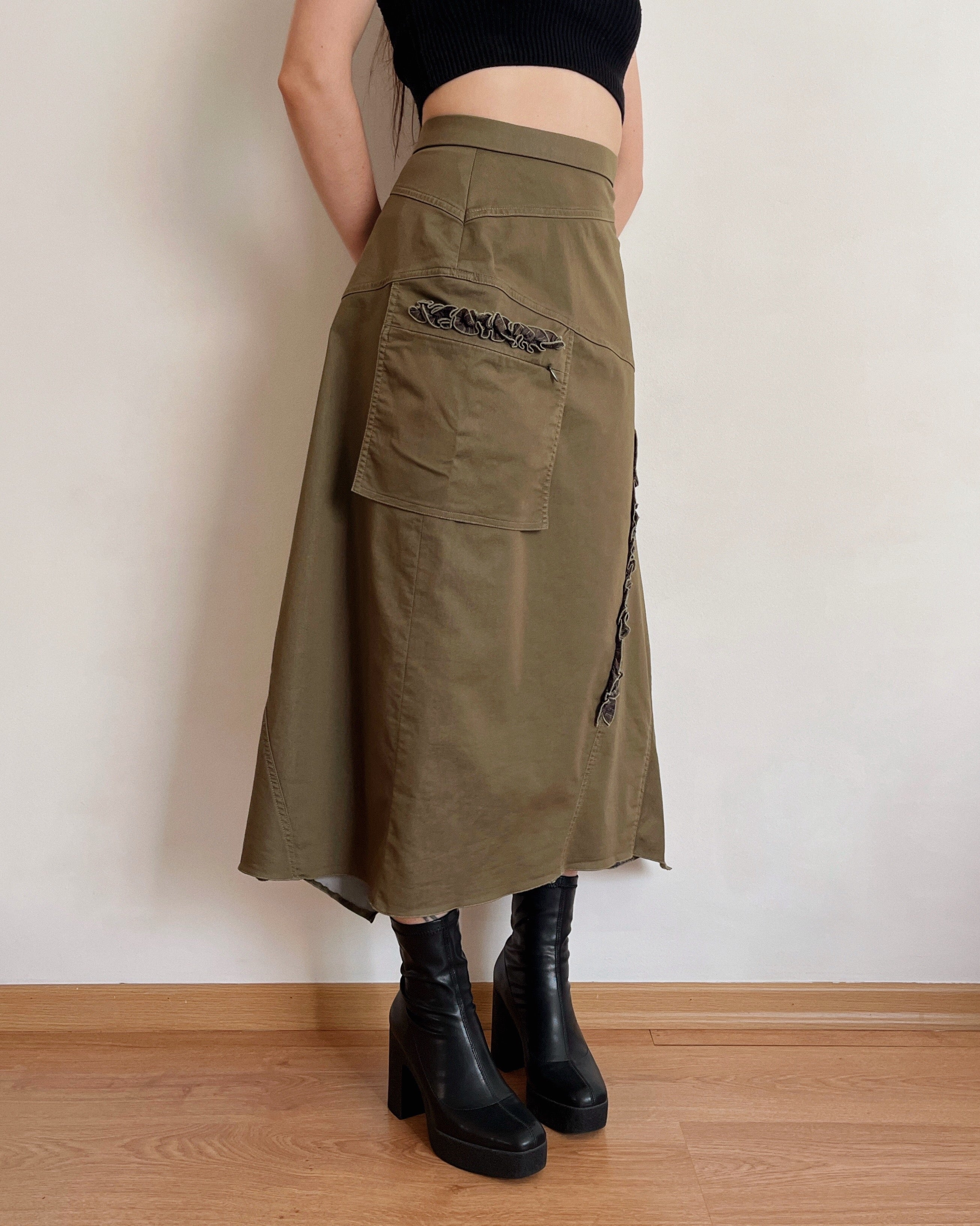 Vintage asymmetric maxi skirt (XS/S)