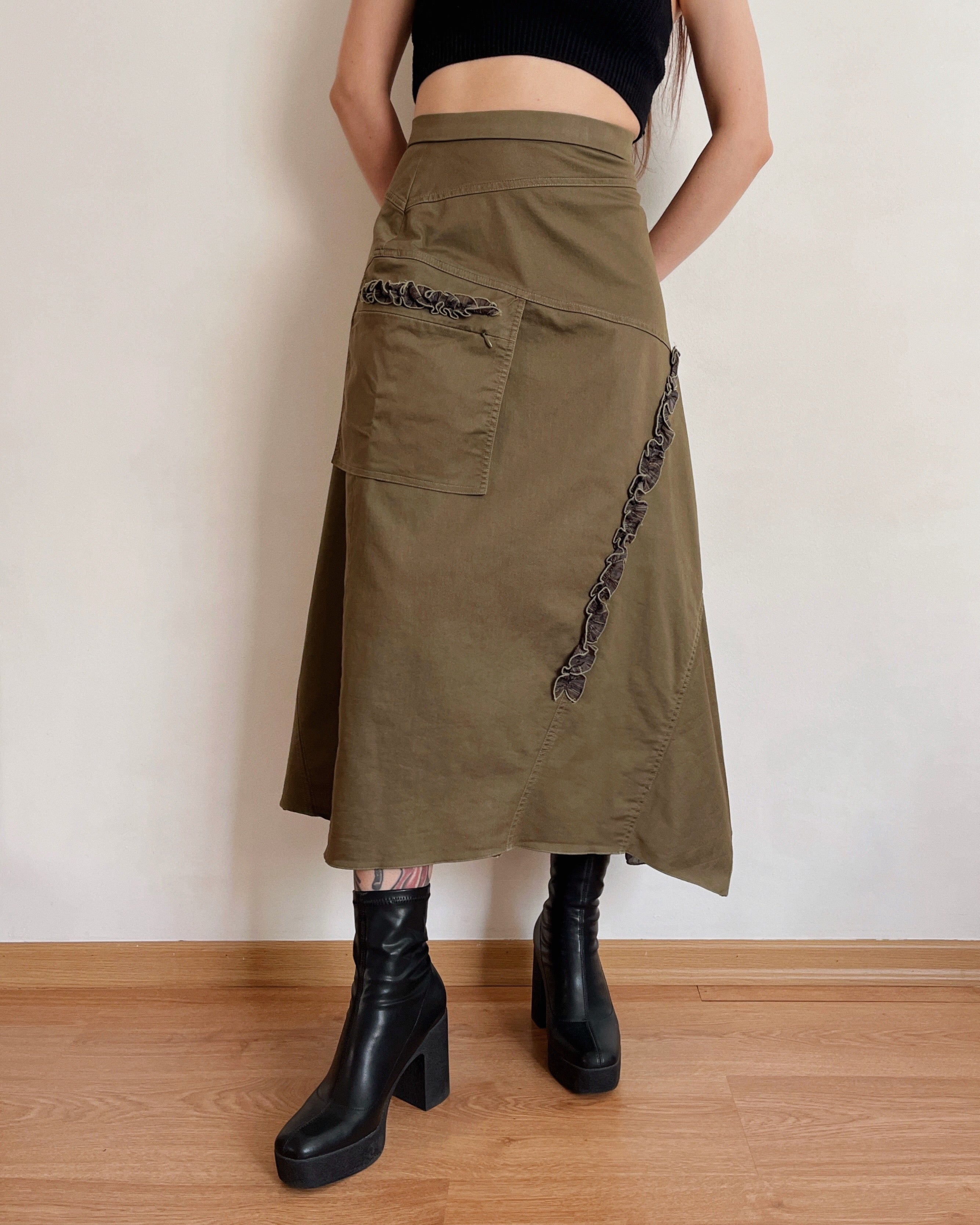 Vintage asymmetric maxi skirt (XS/S)