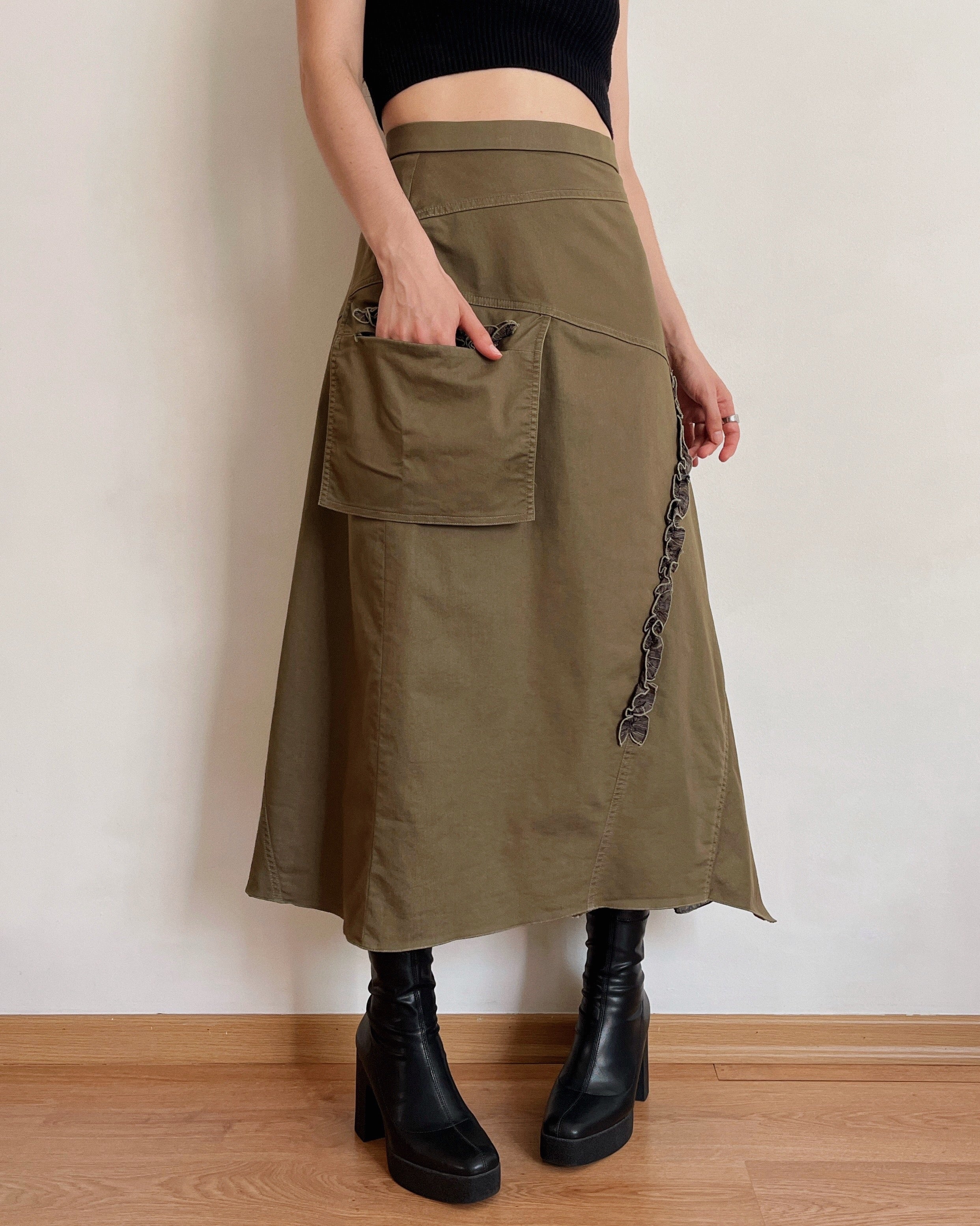 Vintage asymmetric maxi skirt (XS/S)