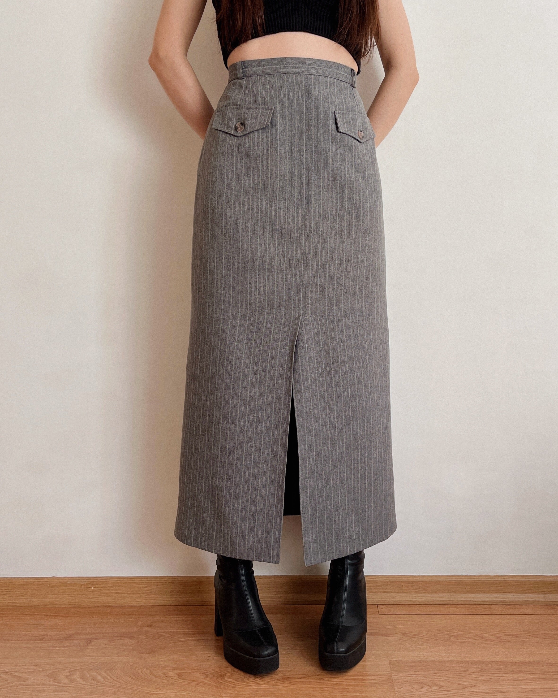 Vintage pinstripe maxi skirt (M)