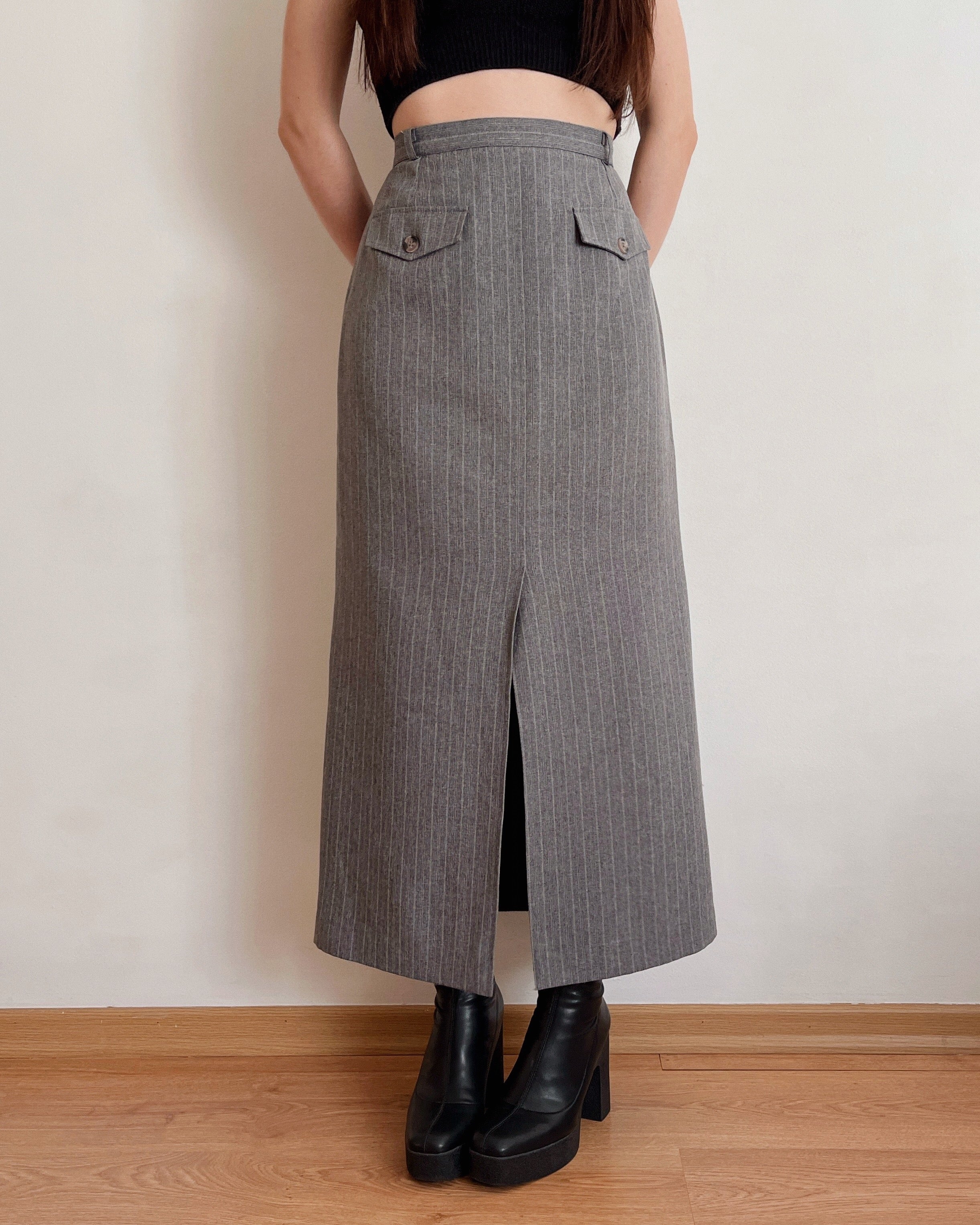 Vintage pinstripe maxi skirt (M)