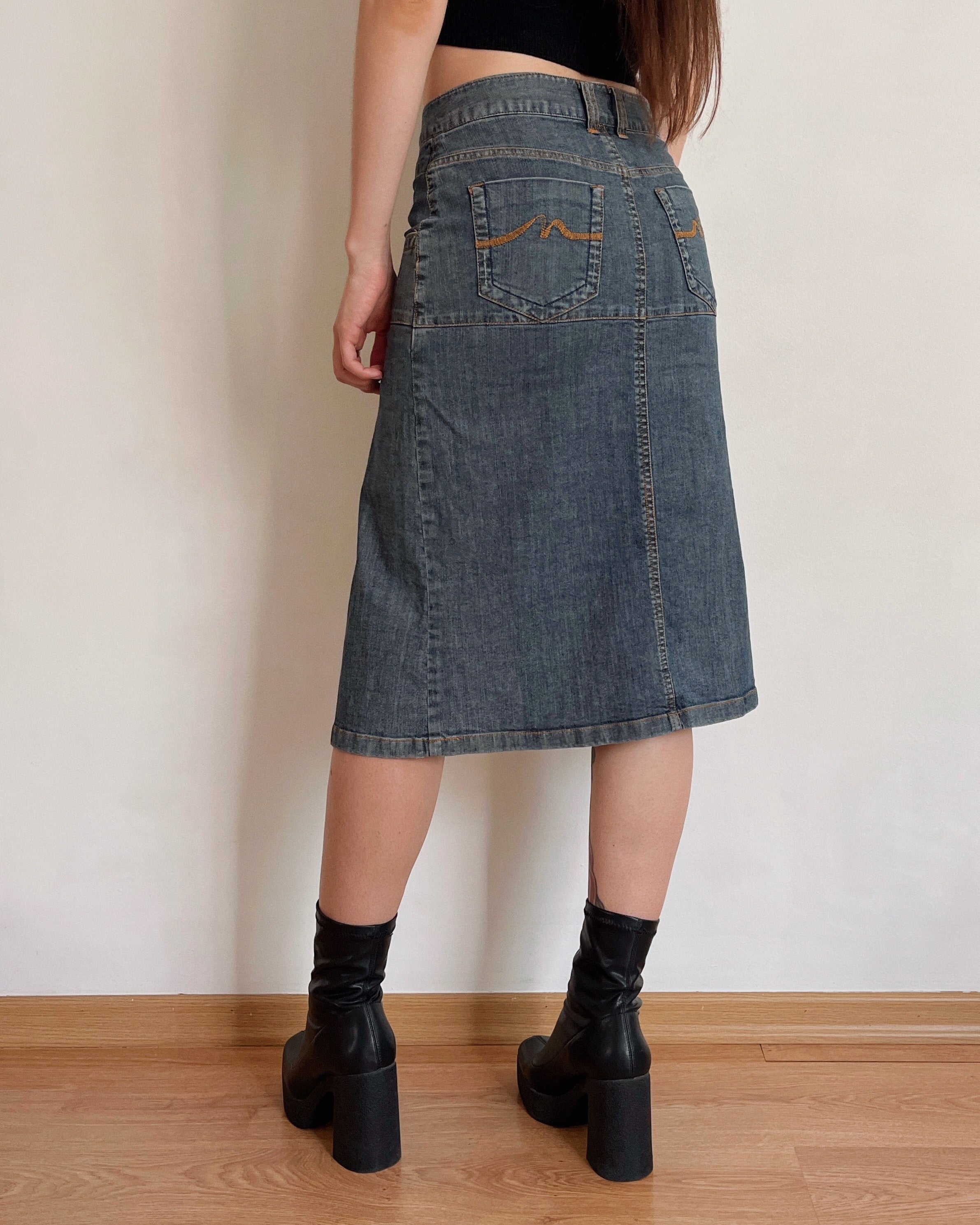 Vintage denim midi skirt (XS)