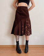 Asymmetric corduroy midi skirt (L)