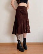 Asymmetric corduroy midi skirt (L)