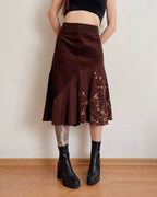 Asymmetric corduroy midi skirt (L)