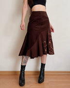 Asymmetric corduroy midi skirt (L)