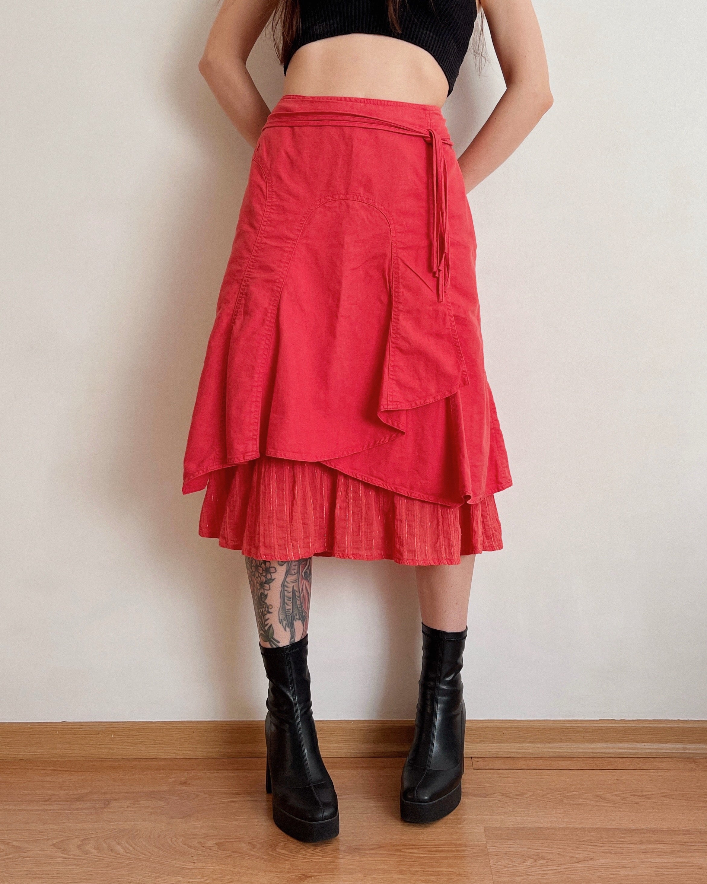Coral midi skirt (L)