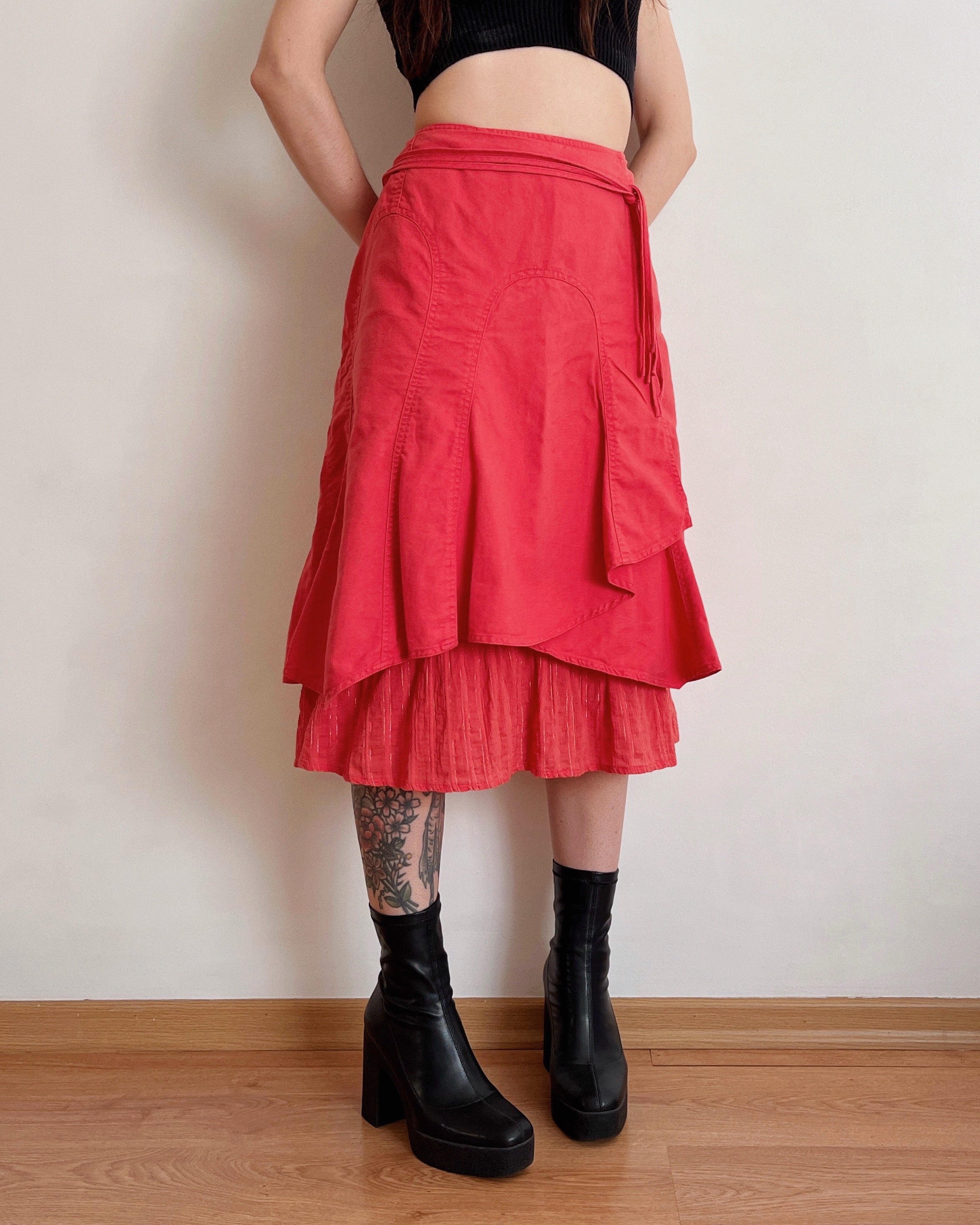 Coral midi skirt (L)
