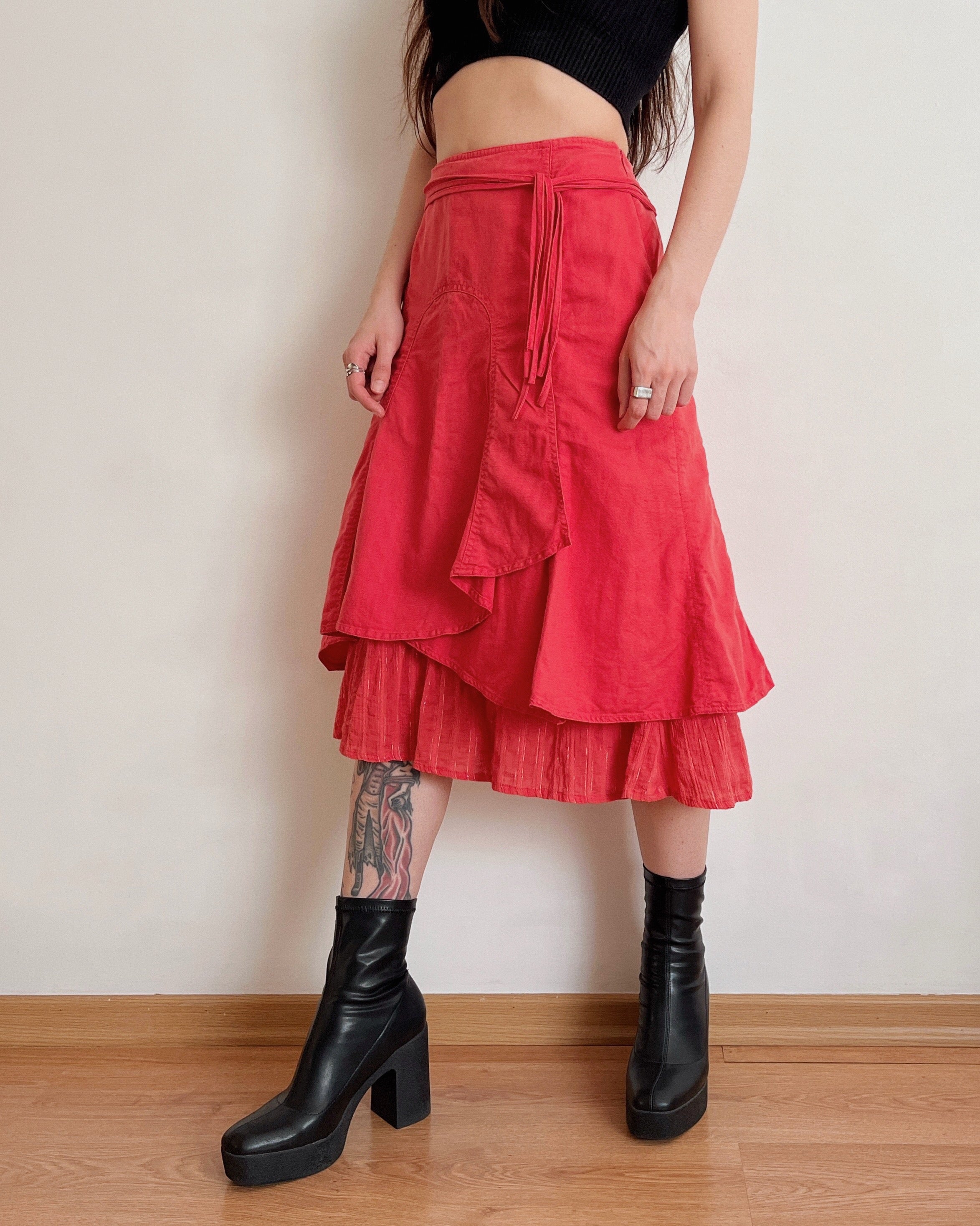 Coral midi skirt (L)