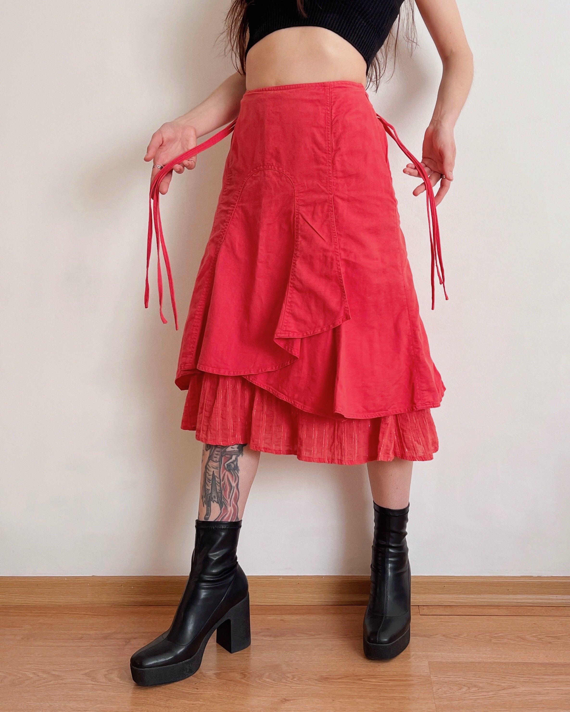 Coral midi skirt (L)