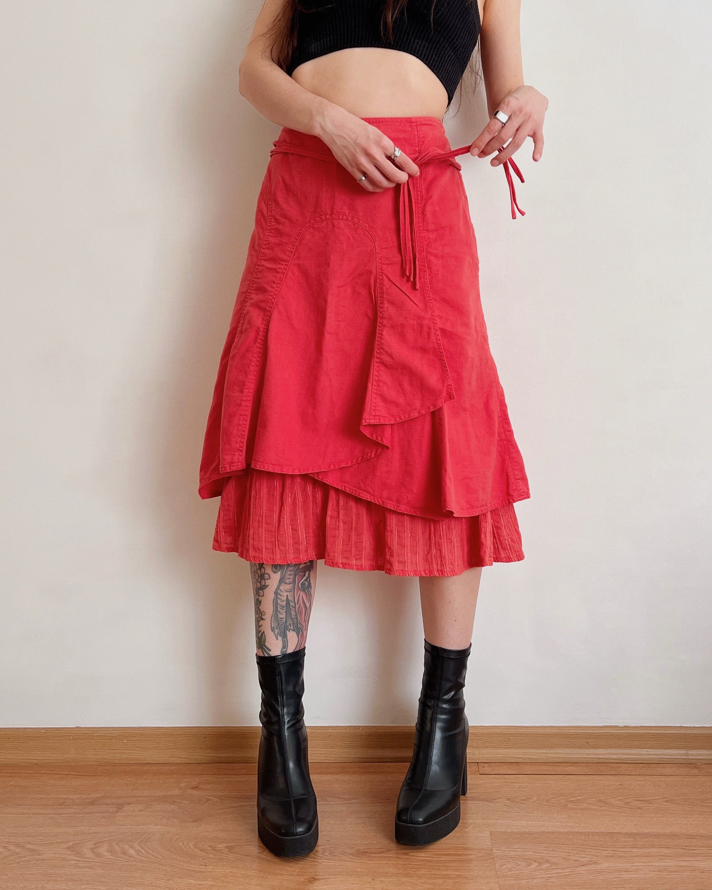 Coral midi skirt (L)