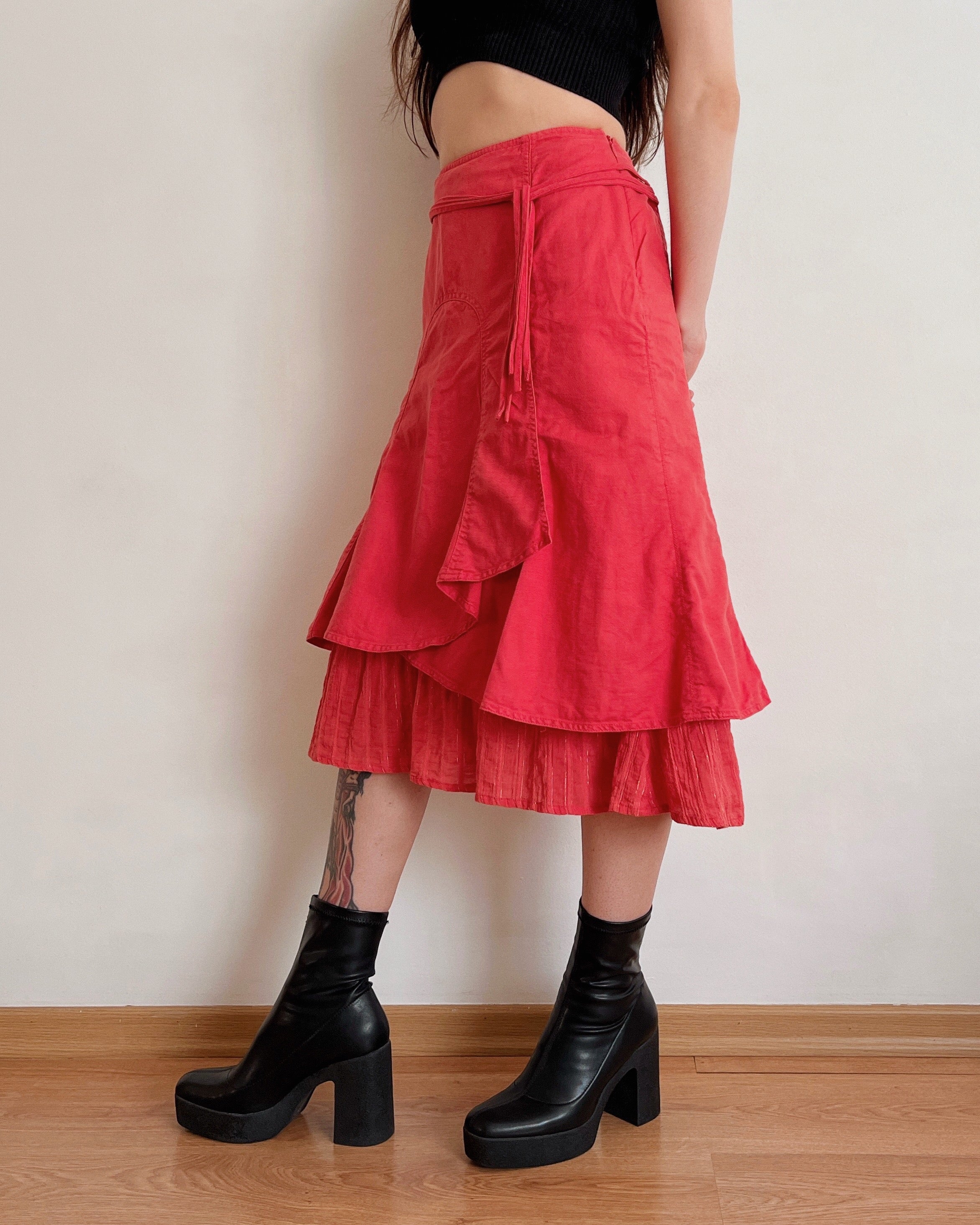Coral midi skirt (L)