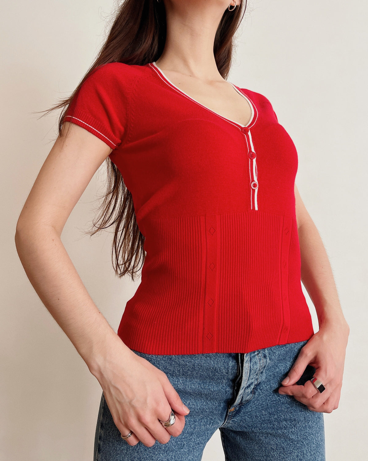 Red knit top (XS)