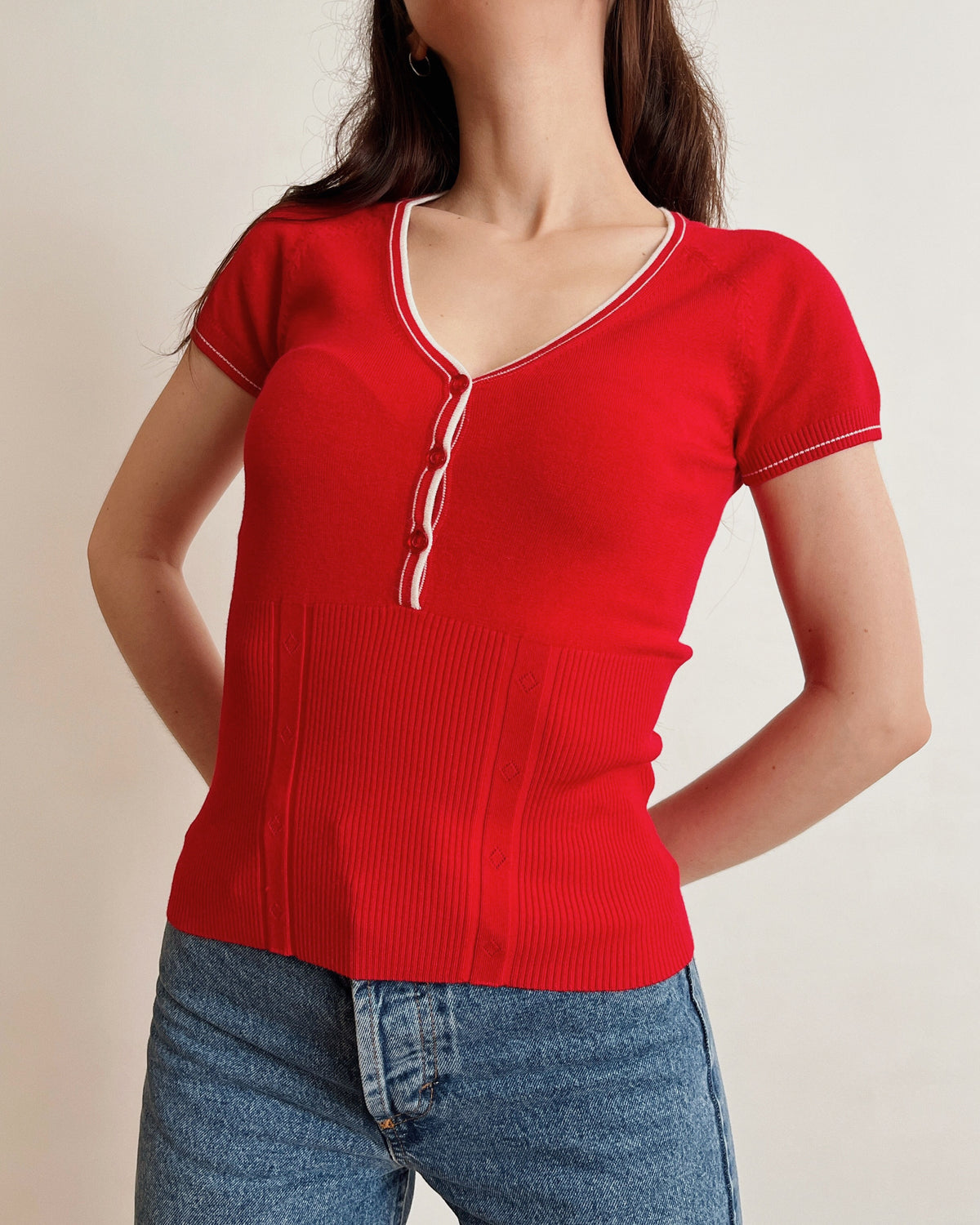 Red knit top (XS)