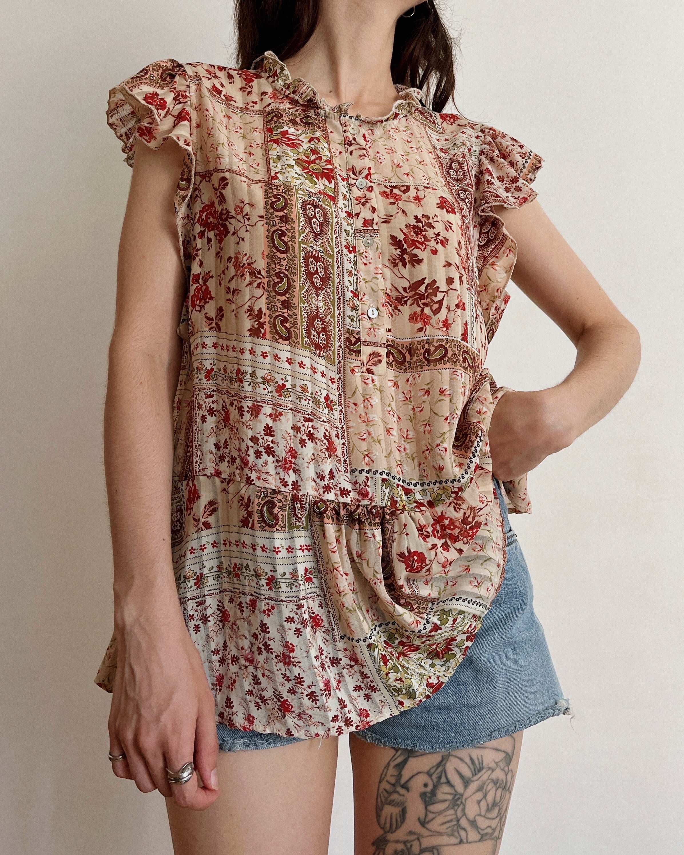 Semi-sheer blouse (L)