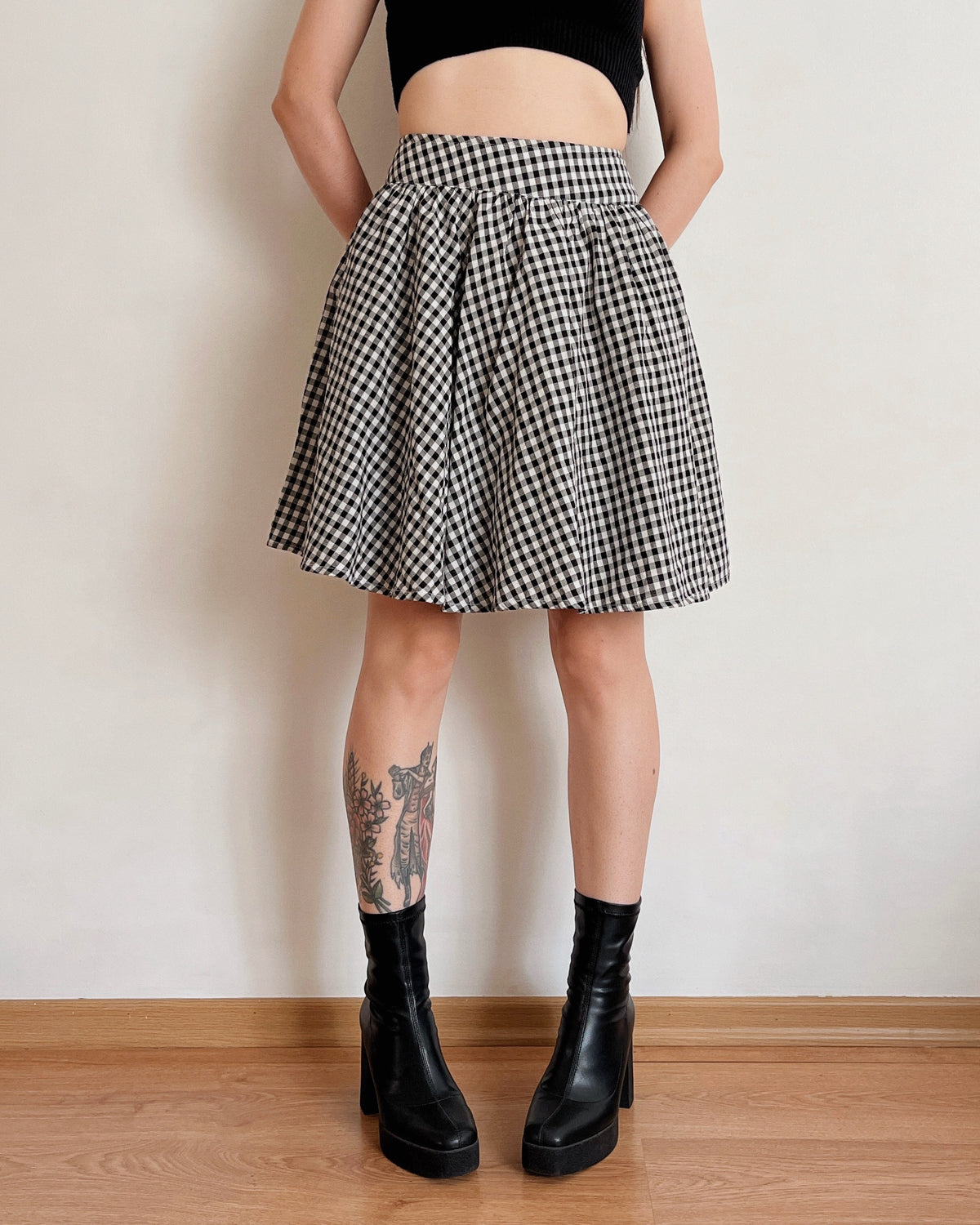 Gingham midi skirt (XS/S)