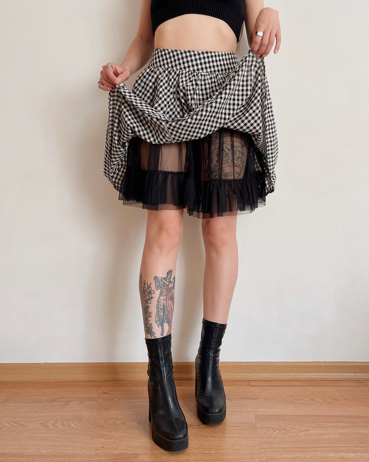 Gingham midi skirt (XS/S)