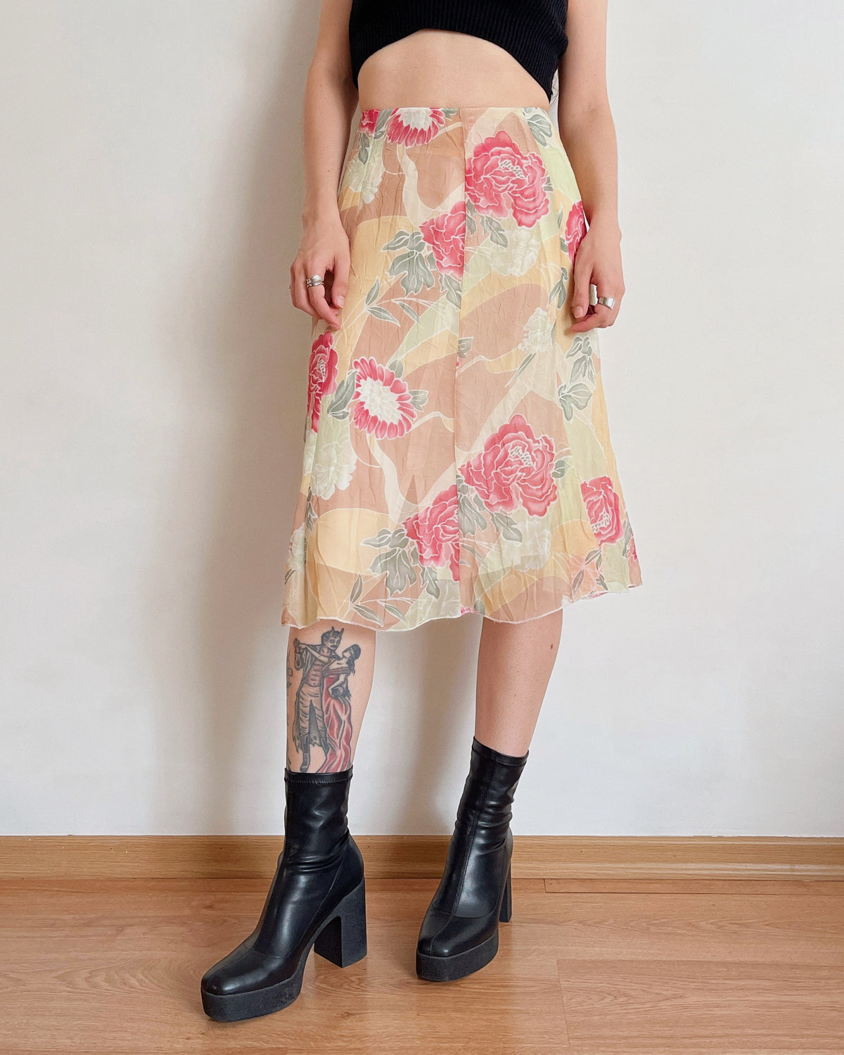 Vintage floral midi skirt (M/L)