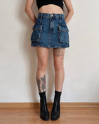 Denim cargo mini skirt (S/M)