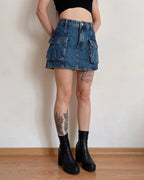 Denim cargo mini skirt (S/M)