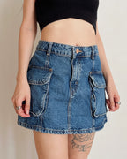 Denim cargo mini skirt (S/M)