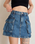 Denim cargo mini skirt (S/M)