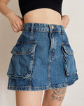 Denim cargo mini skirt (S/M)