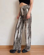 High-waisted leopard jeans (XS)