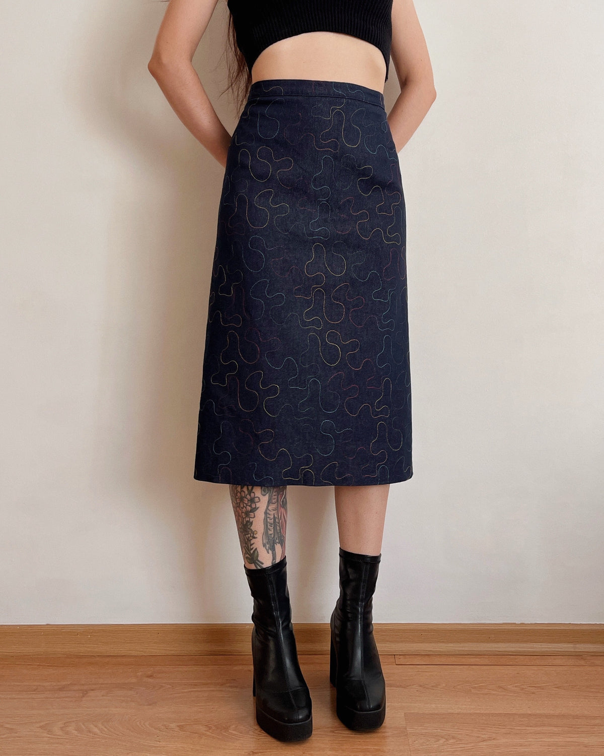 Vintage denim midi skirt (5XL/6XL)